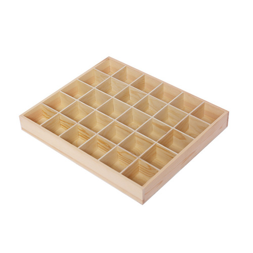 IYR7 Desktop Small Grid Storage Wooden Box, Simple Real Wood Retro Multi-Compartment Large Size Makeup Underwear Jewelry Organizer