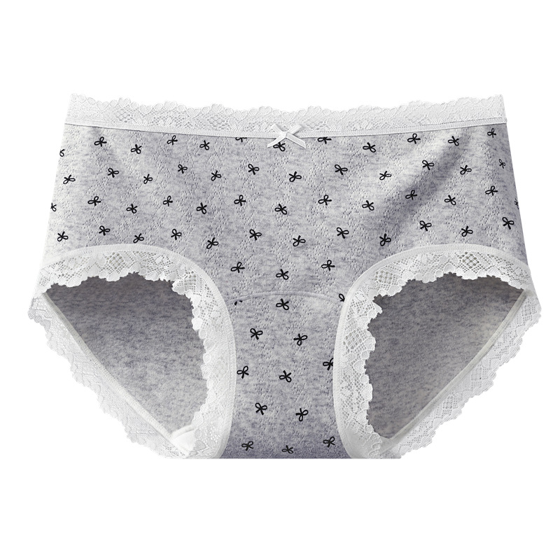 Ropa interior mujer primavera y verano a algodón 7a entrepierna larga antibacteriana primavera y verano algodón niñas calzoncillos de encaje bragas sin costuras