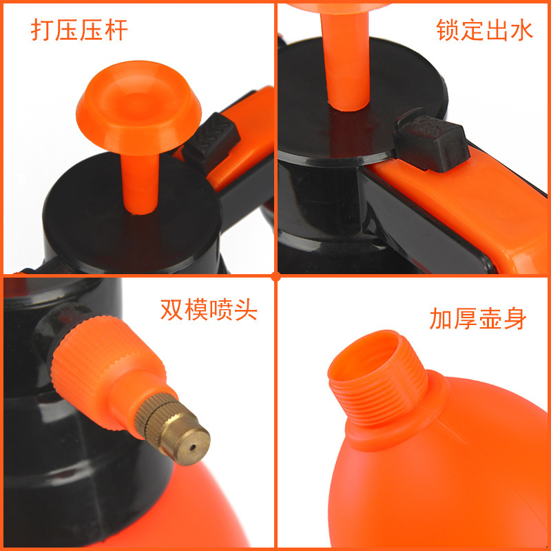 Plástico 2 litros capacidad regadera manual neumática spray olla al por mayor