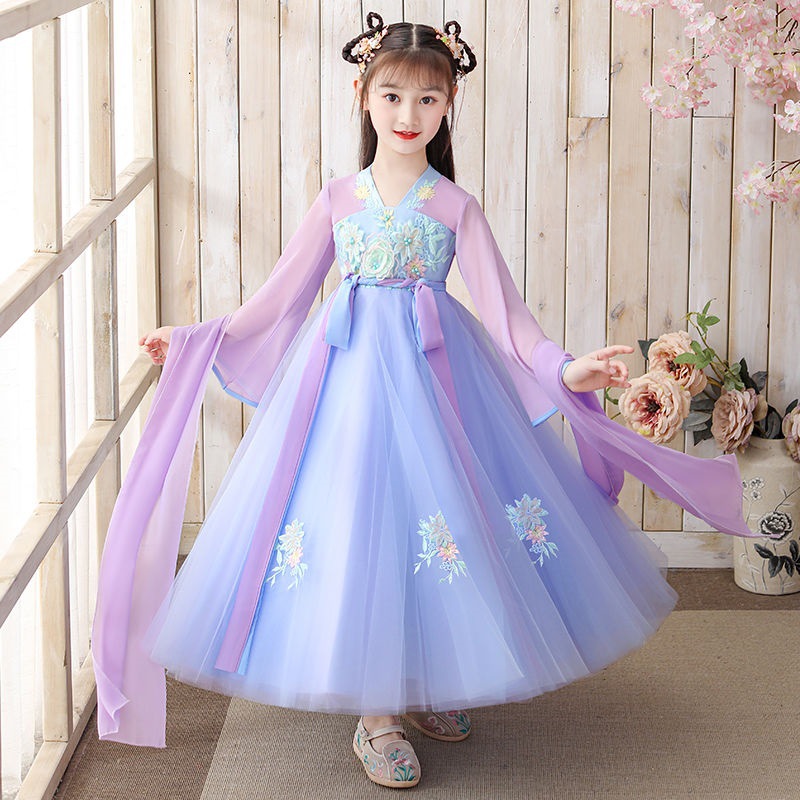 Girls' Hanfu Autumn Dress 2026 New Style Ancient Costume Big Kids Princess Dress Little Girls Hanfu Dress Ethnic Style