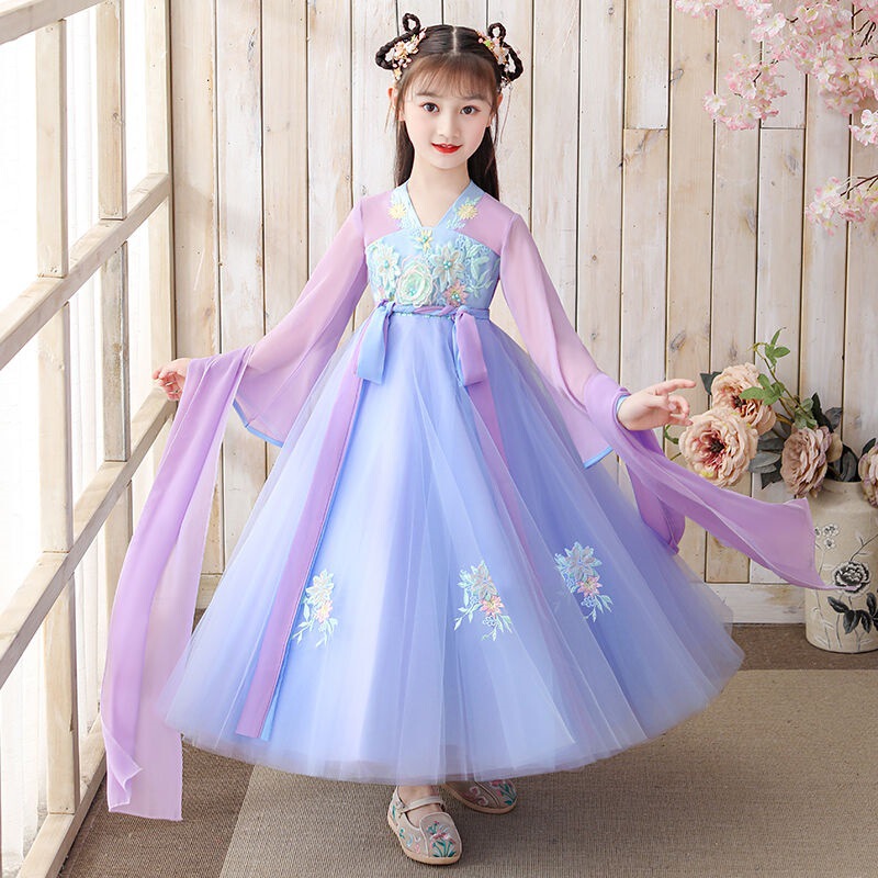 Girls' Hanfu Autumn Dress 2026 New Style Ancient Costume Big Kids Princess Dress Little Girls Hanfu Dress Ethnic Style