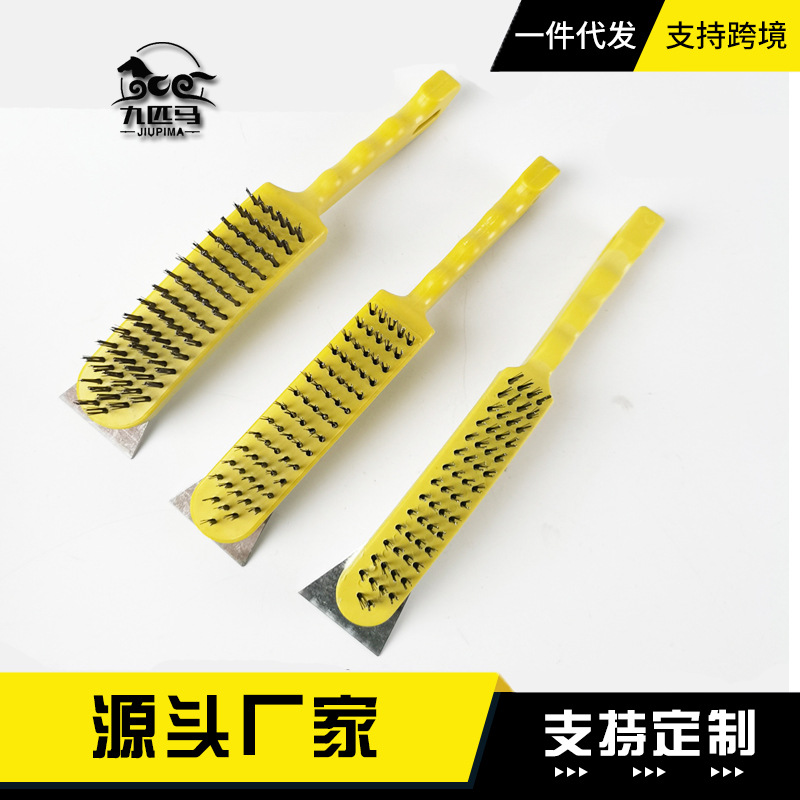 Cepillo de alambre con mango plástico y pala para limpieza industrial