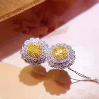 Производитель ювелирных изделий DIY 18K золото инкрустация цвет класс богатый желтый бриллиант серьги основной камень: 0,45 карат