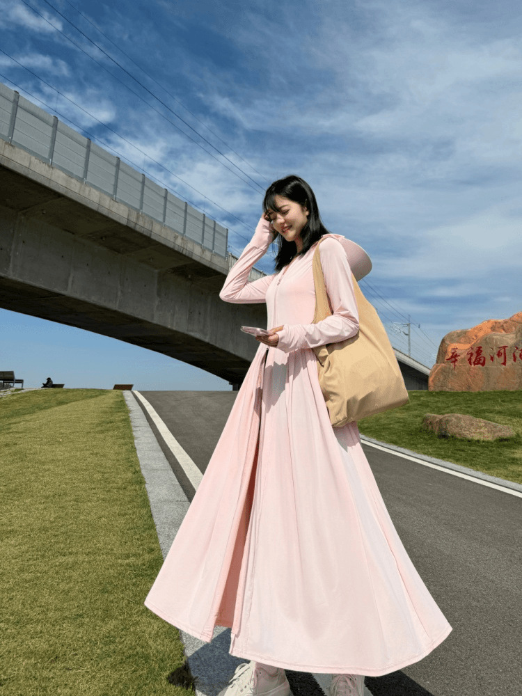 Long Waist-Cinching Ice Silk Sun Protection Clothing Skirt for Women Slim Summer Thin 2025 New Full Body Anti-Uv Sun Protection Clothing