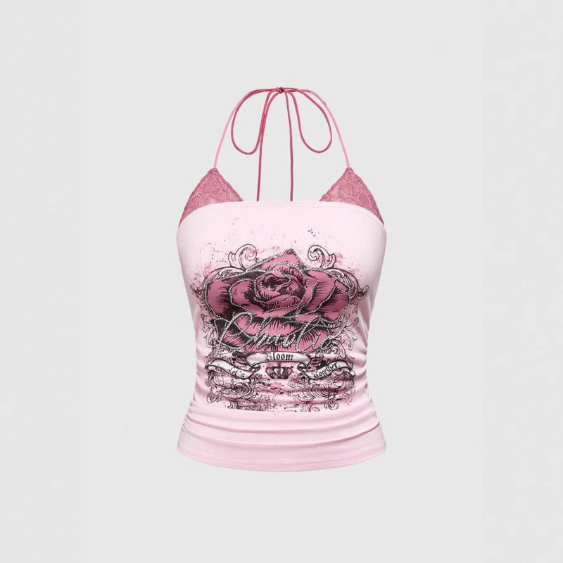 2025 Amazon New European and American Foreign Trade Women's Camisole Sexy Printed Slim-Fit Sleeveless Halter Top 2025 Amazon New European and American Foreign Trade Women's Camisole Sexy Printed Slim-Fit Sleeveless Halter Top
