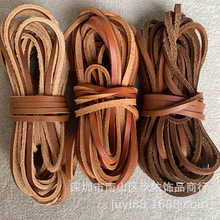 现货真皮牛皮绳头层圆绳扁皮条翻毛绒面复古做旧diy饰品配件批发