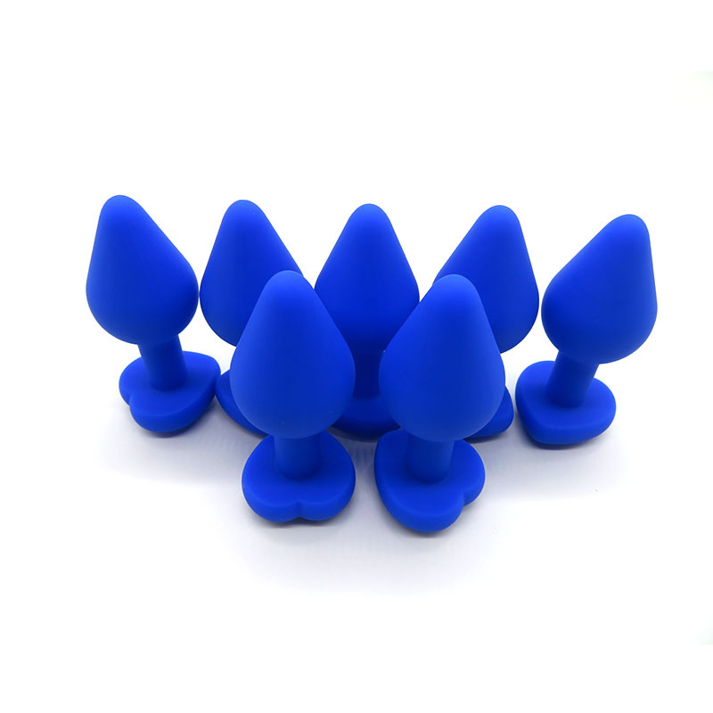 Heart-Shaped Silicone Anal Plug, Large Blue Waterproof Design for Adults — detail image 8