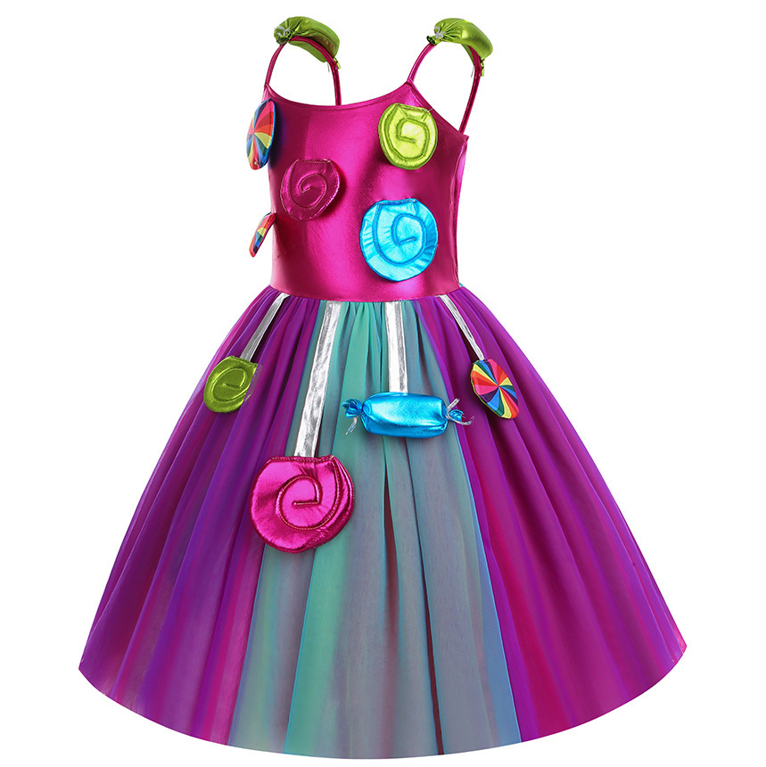 2025 Halloween Popular Candy Princess Dress Children's Day Mesh Dress Lollipop Tutu Skirt