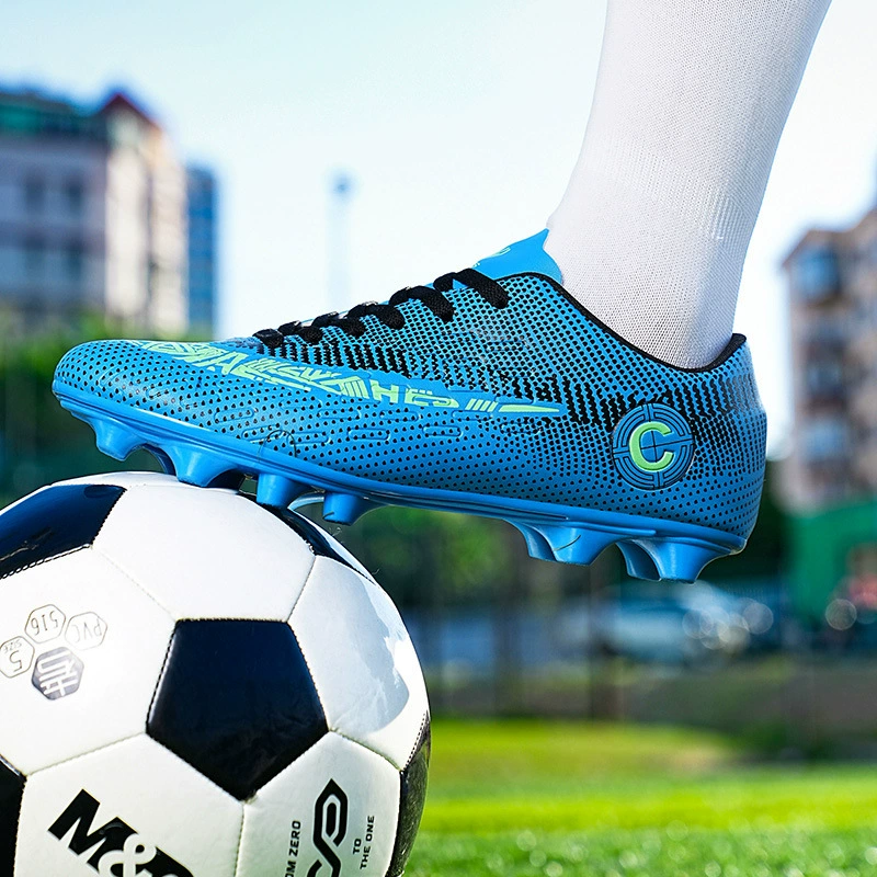 Низкие футбольные бутсы для трансграничного экспорта, игровые кроссовки с длинными сломанными шипами стандарта C, профессиональные студенческие, молодежные и детские тренировочные кроссовки