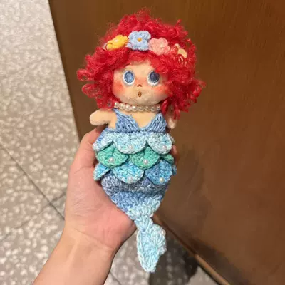 Curly Hair Plush Doll Pluş açarlıqlar - garland-blue-fish-red-explosion-pendant