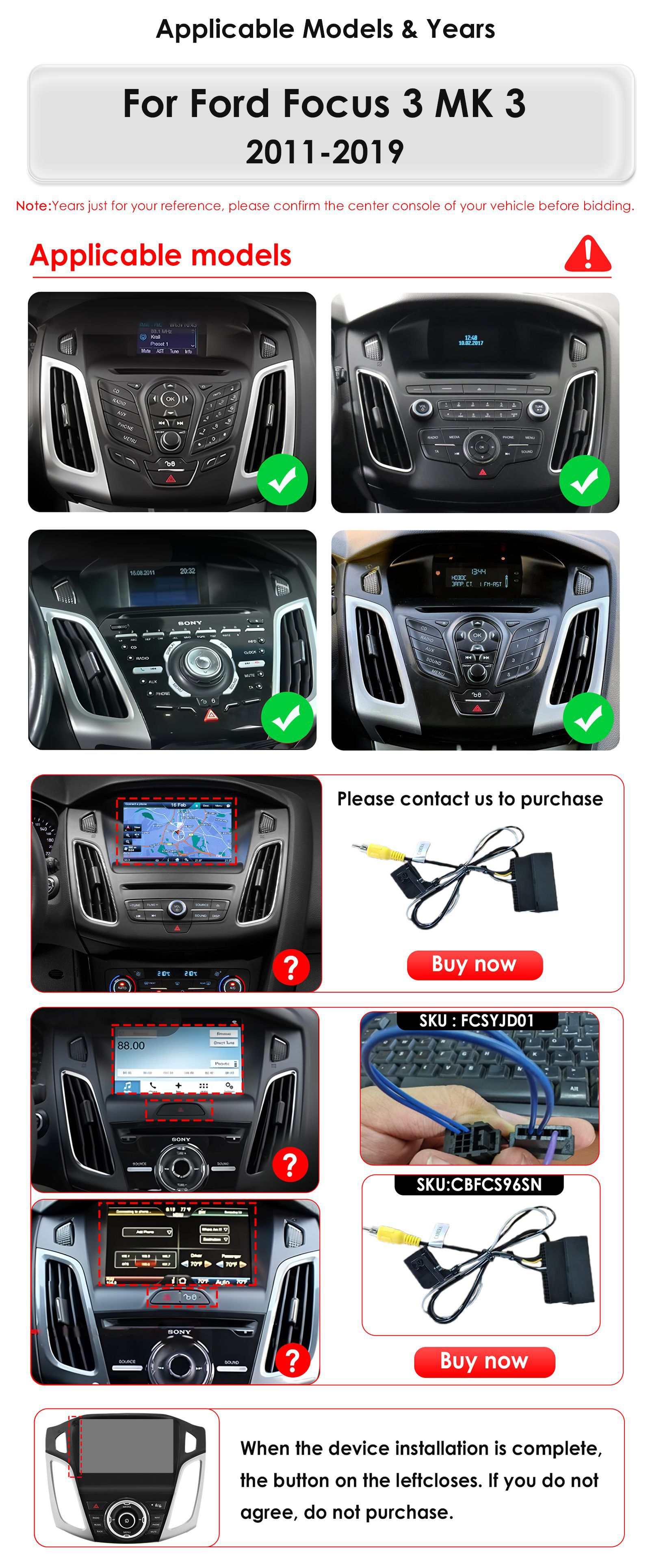 Suitable for 11-19 Models of Ford Focus Mk3 Android Smart Navigation Bluetooth Gps Integrated Reversing Camera System