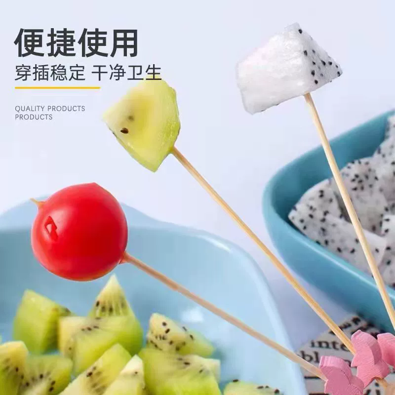 Фруктовая палка Бамбуковая палка Одноразовая фруктовая вилка для гамбургера Димсам Суши коктейльная палка