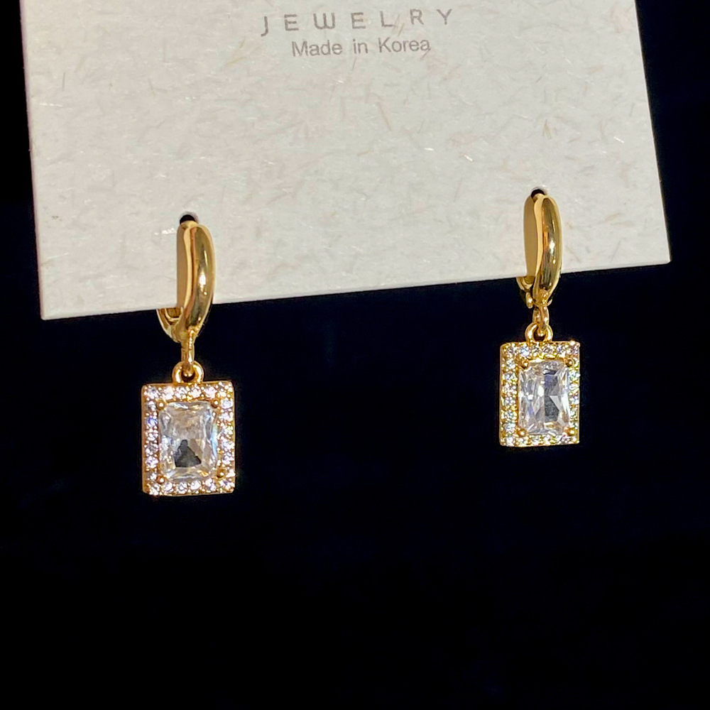 Water Droplets Pattern Women's Gender 1 Pair Simple Style Water Droplets Inlay Copper Zircon Drop Earrings
