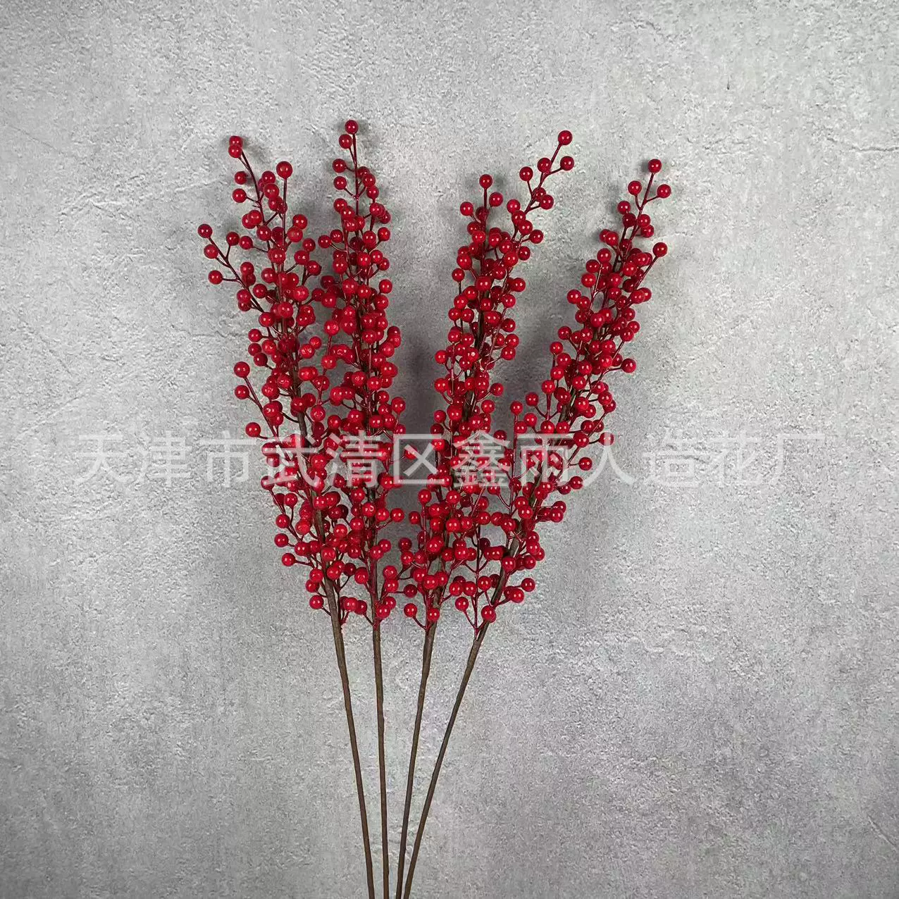 发财果仿真红果年宵花新年福桶插花配件金色银杏叶尤加利厂家直销