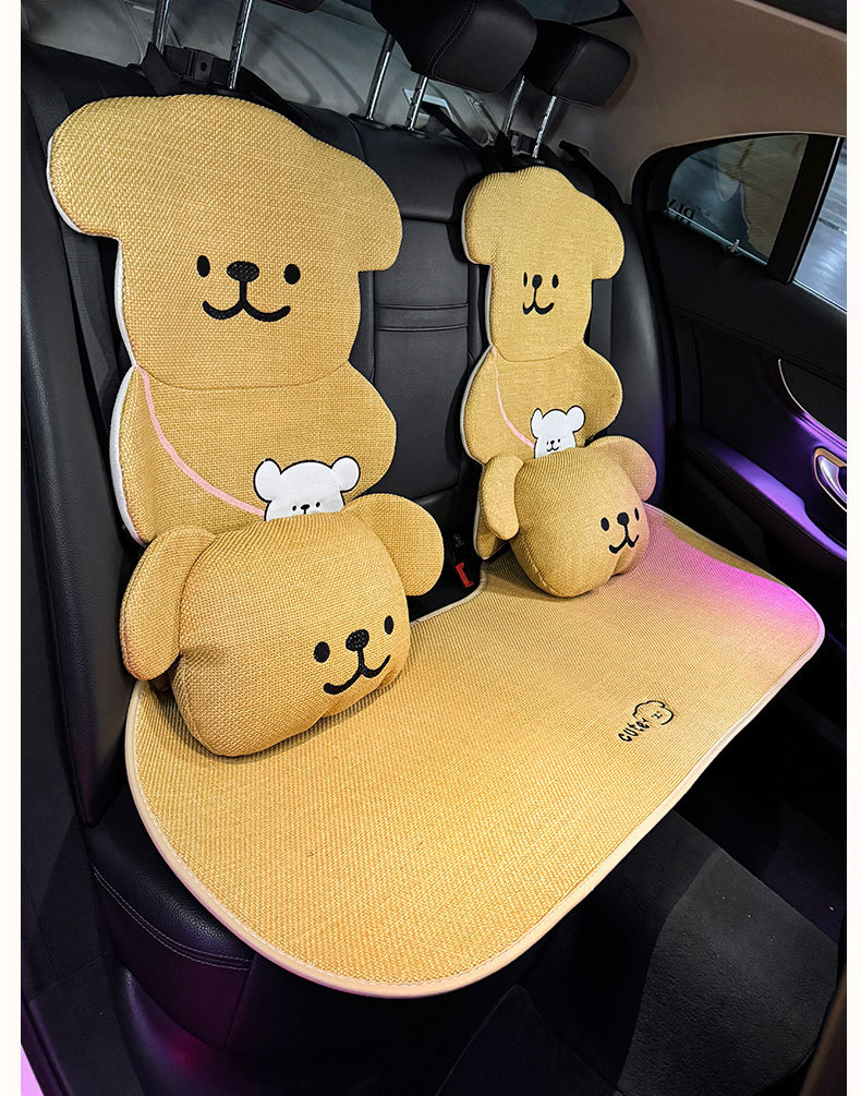 Car Seat Cushion for All Seasons, Cartoon Cute Bear, High-End Feel, Rear Seat Cushion, Single Piece, Driver's Seat Cover