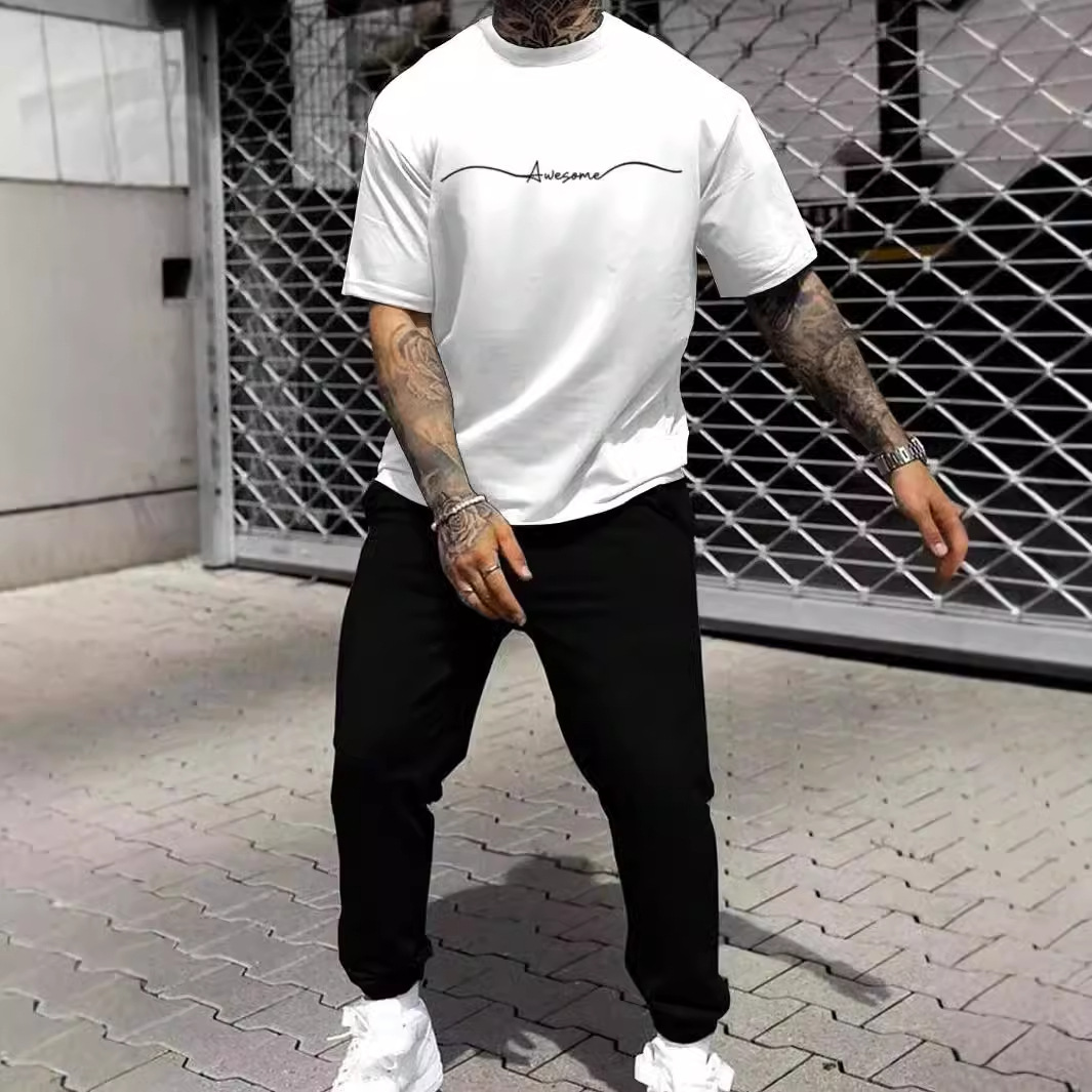 Pantalones de camiseta de manga corta sueltos de la marca de moda 2024 nuevo traje de dos piezas simple y casual ME13 ML4