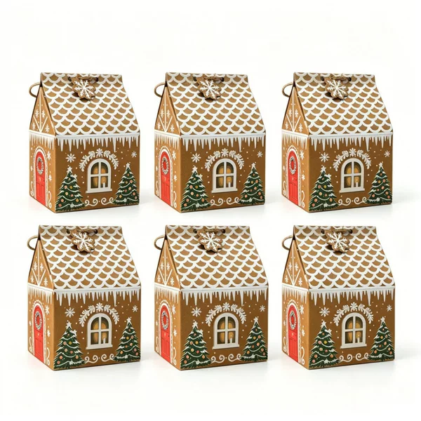 Cross-border Amazon new Christmas kraft paper small house candy box, cookie box, pastry box, gift packaging box