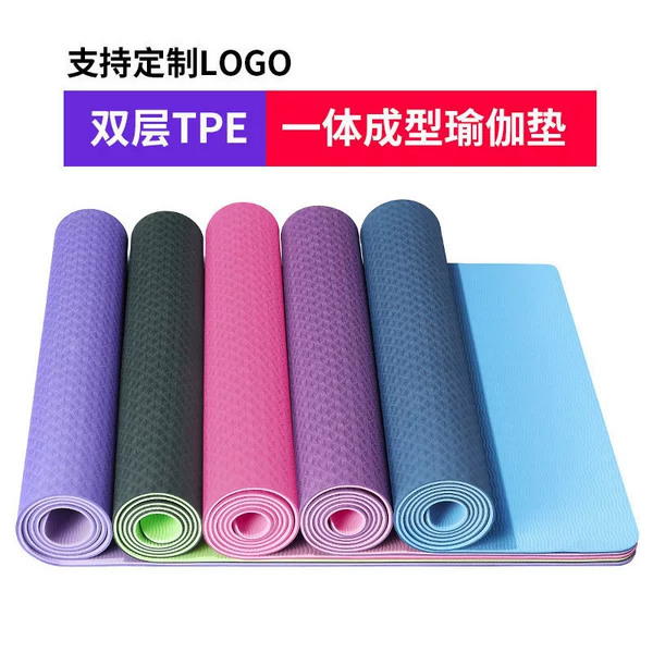 Cross-Border Exclusive Supply of Tpe Two-Color Yoga Mats, Men's and Women's Fitness Exercise Mats, Shock-Absorbing Silent Dance Mats, Non-Slip Jump Rope Mats