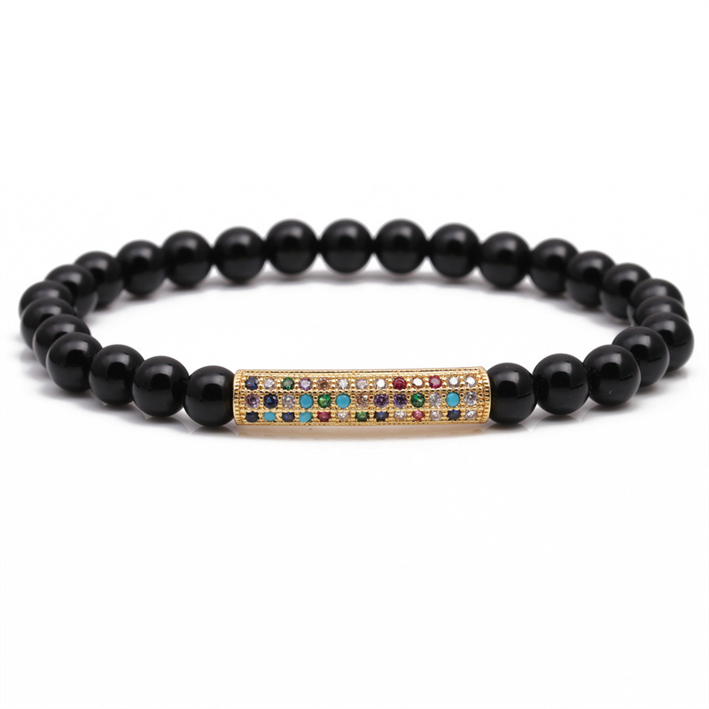 El Comercio exterior transfronterizo europeo y americano colorido circón codo pulsera de cuentas de piedra esmerilada de piedra de ojo de tigre DIY pulsera de cuentas