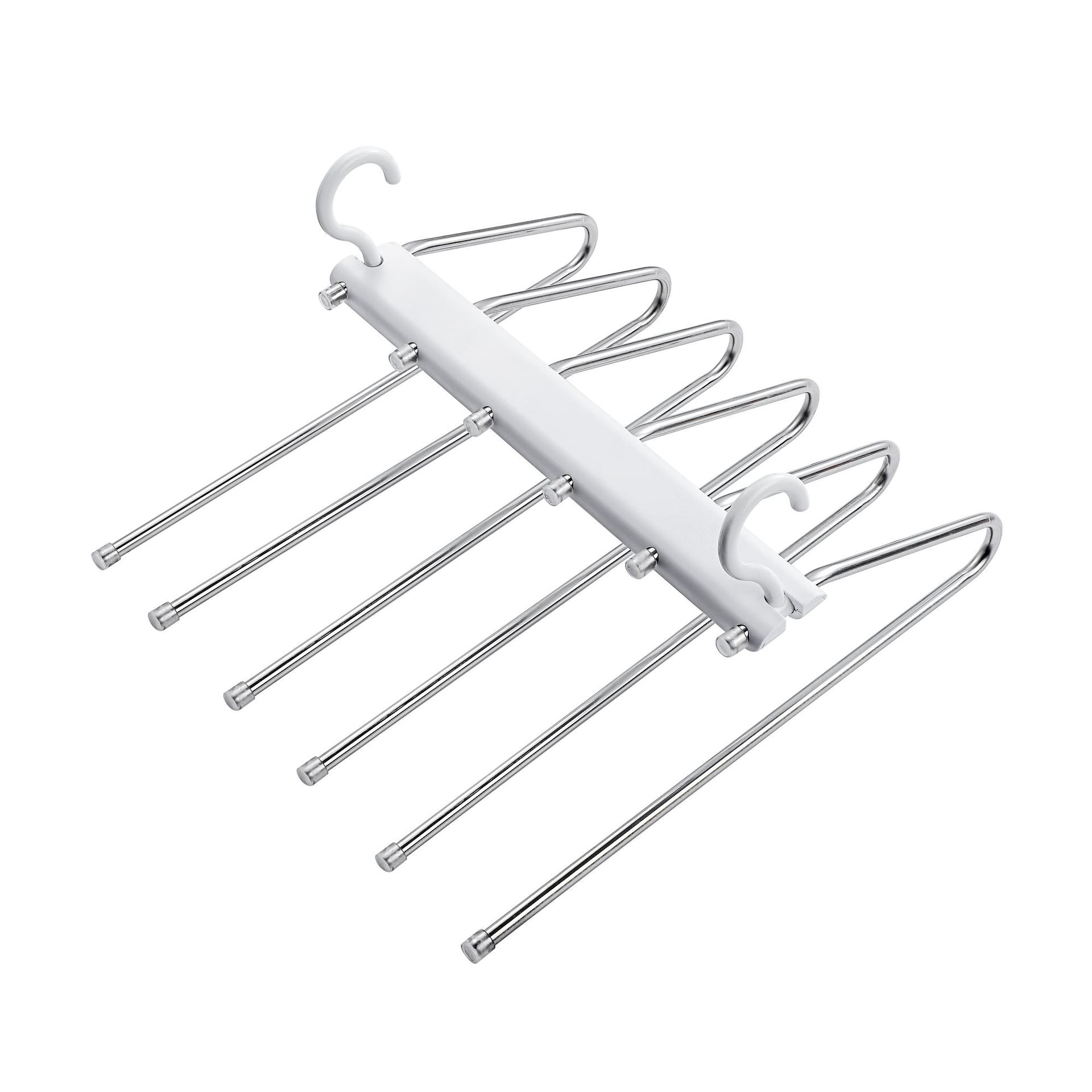 Pantalones de acero inoxidable estante plegable retráctil multi-funcional sin costuras antideslizante ropa rack hogar armario multi-capa ropa percha