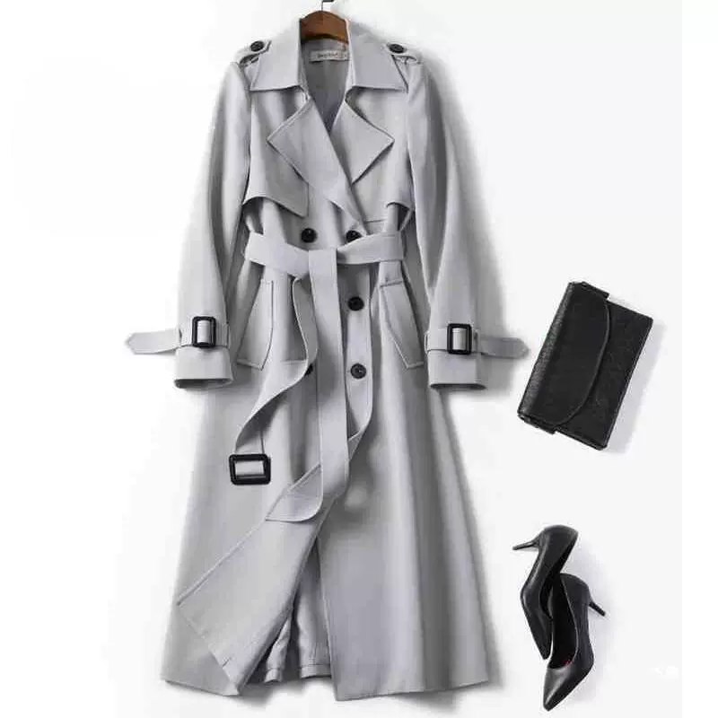 Длинное осеннее trench coat, середина длины, корейский стиль, плюс размер, для подростков, британский стиль, оптовая продажа