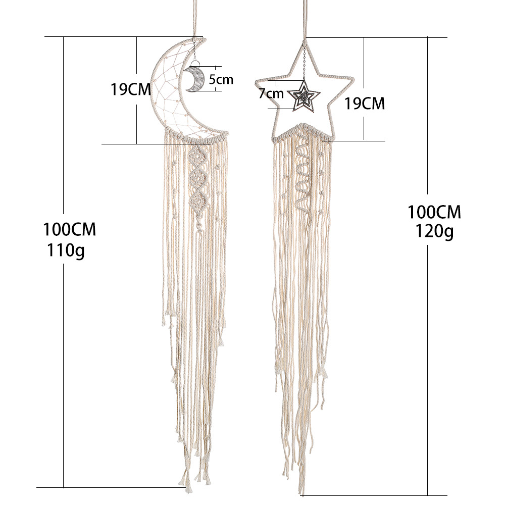 Atrapasueños De Estrella Y Luna Colgante De Hilo De Algodón Tejido Decoración Creativa Para La Pared Del Hogar display picture 2