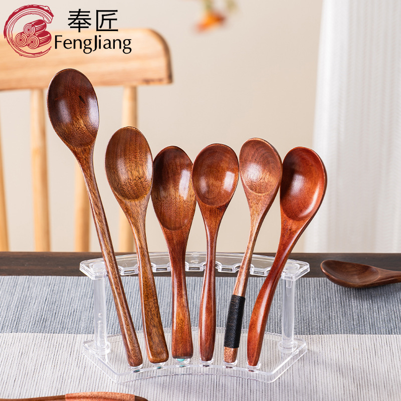 Solid Wood Tableware for Home Use, Long-Handled Soup Spoon, Japanese-Style Small Wooden Spoon, Rice Spoon, Children's Eating Spoon, Ladle, Nanmu Wood Spoon Solid Wood Tableware for Home Use, Long-Handled Soup Spoon, Japanese-Style Small Wooden Spoon, Rice Spoon, Children's Eating Spoon, Ladle, Nanmu Wood Spoon