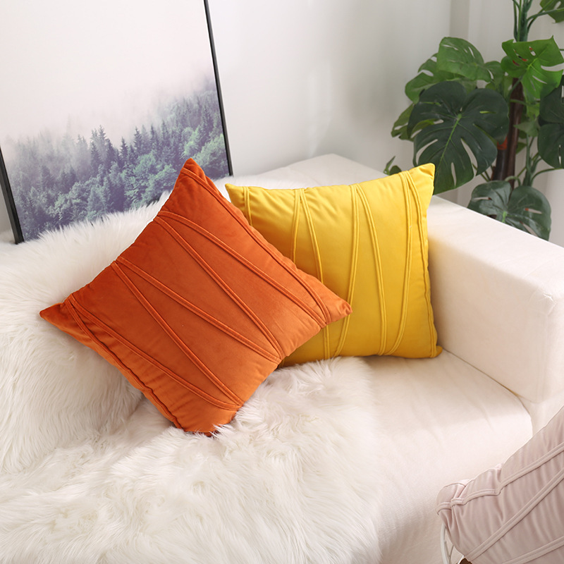 Cross-border Sofa Velvet Pillow Case Nordic Solid Color Simple Office with Pillow Core Pillow Cushion Pillow Case Wholesale