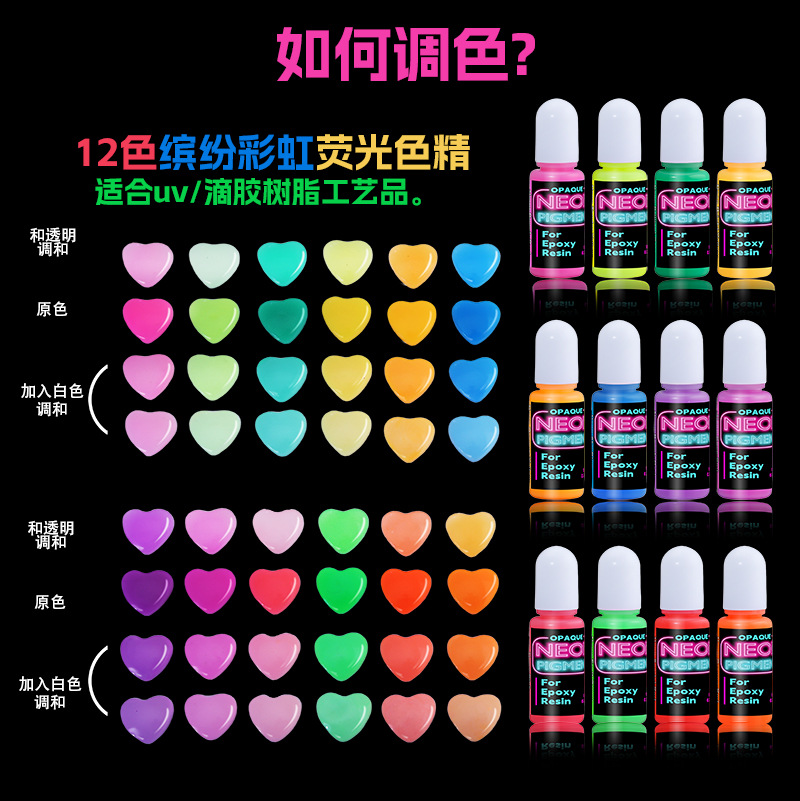 Lucky Qi manufacturer dropper fluorescent colorant crystal dropper DIY oil-based colorant epoxy resi