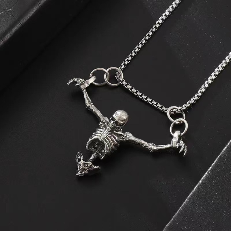 欧米の国境を越えた新製品ハロウィーンパンク風の頭蓋頭ネックレス独立駅ファッションレトロなアクセサリーペンダント|undefined