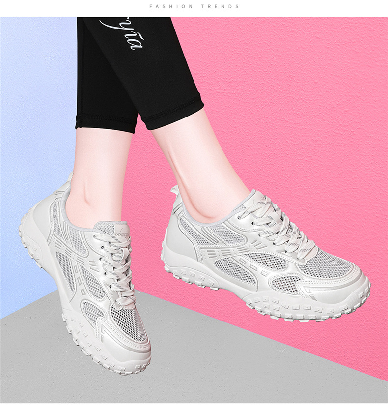 Giày sneaker nữ chunky đế dày mũi tròn lưới thoáng khí mùa hè 2025 — JST 7216m màu (mạng đơn), JST 7211 màu đen (mạng đơn), JST 7233 màu vàng (mạng đơn), JST 7182m màu (mạng đơn) chi tiết 11