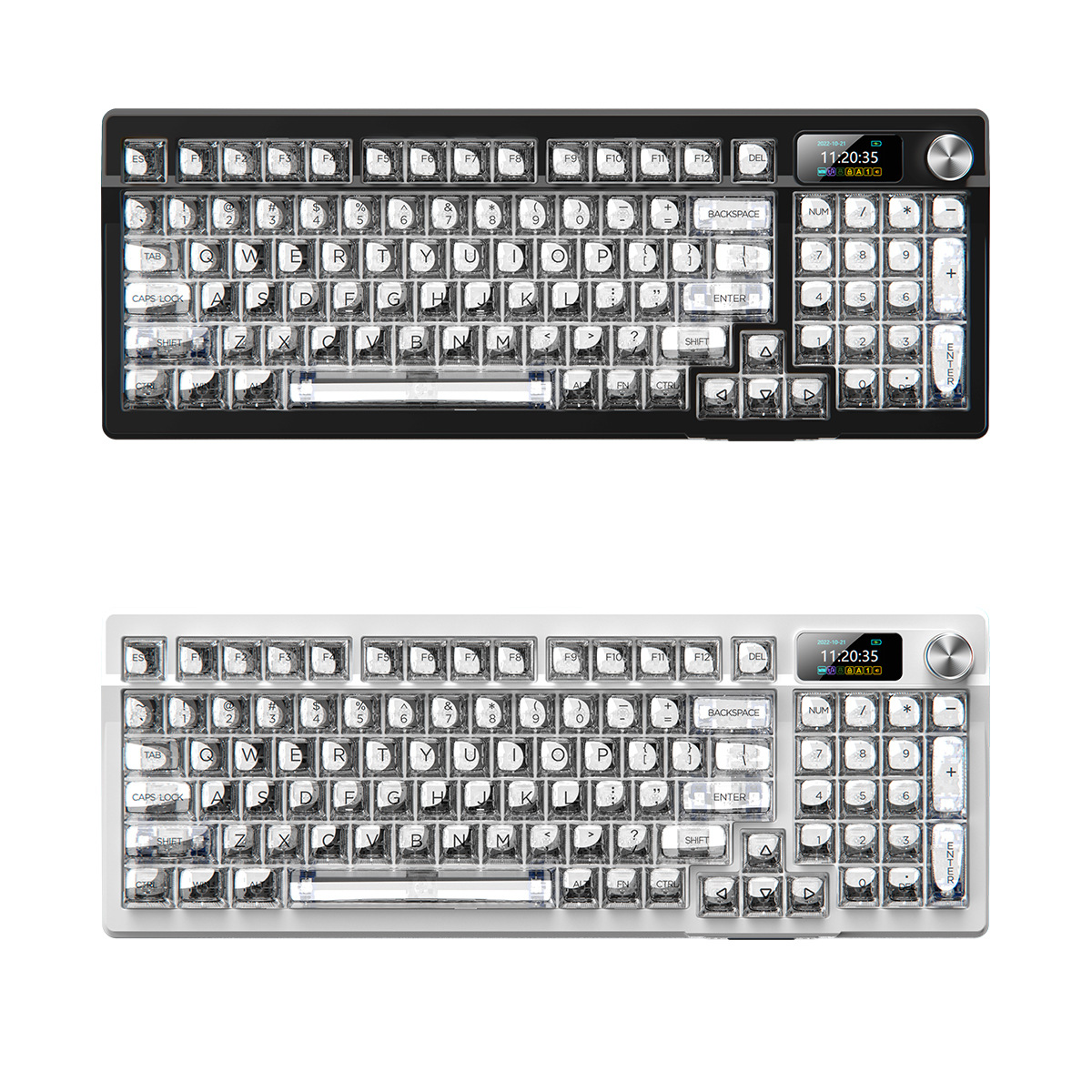 Y95D transparente inalámbrico bluetooth triple modo teclado mecánico 98 matriz RGB cableado juego junta periférico de computadora