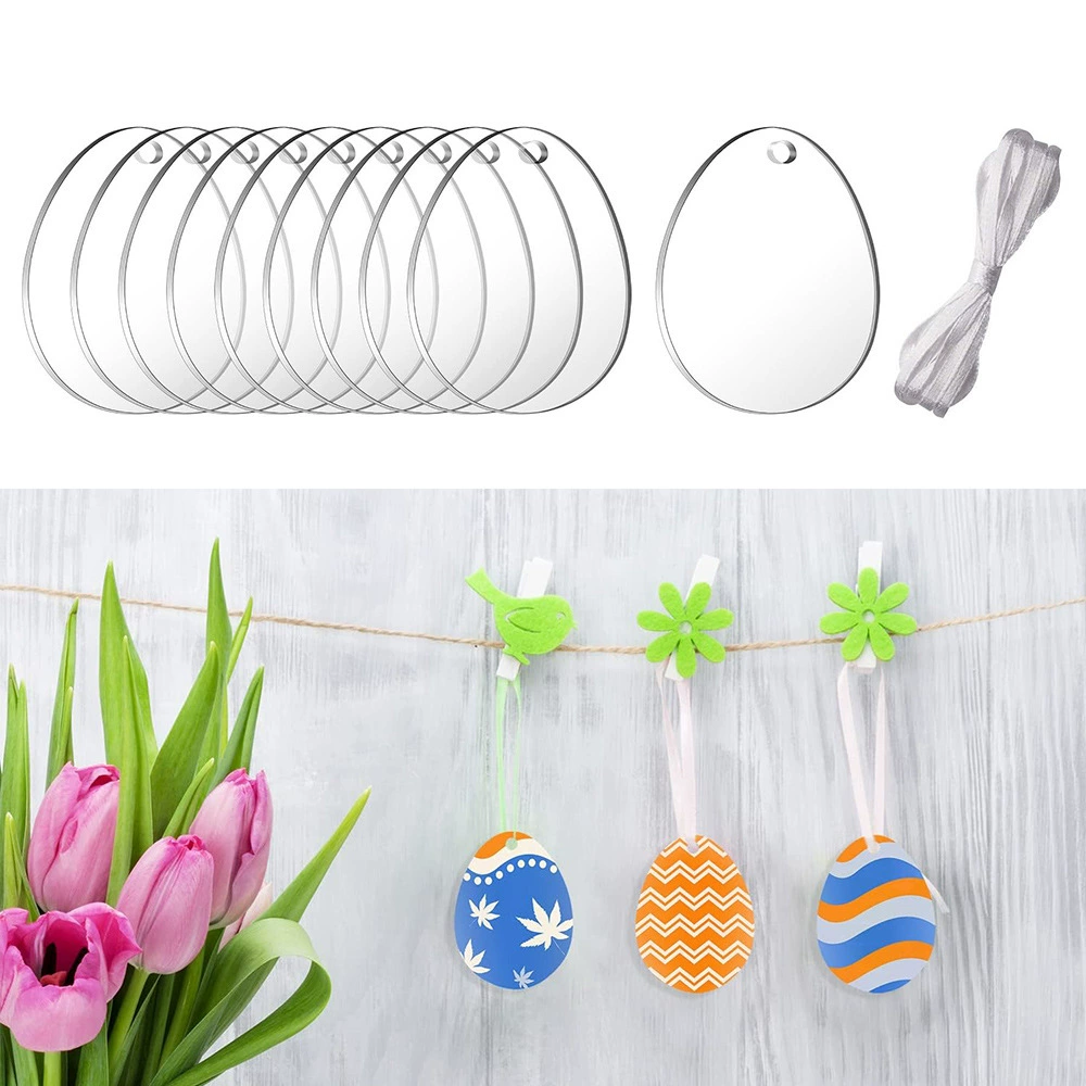 Пасхальные акриловые DIY прозрачные яичные украшения с веревочными подвесными украшениями Пасхальные украшения для дома