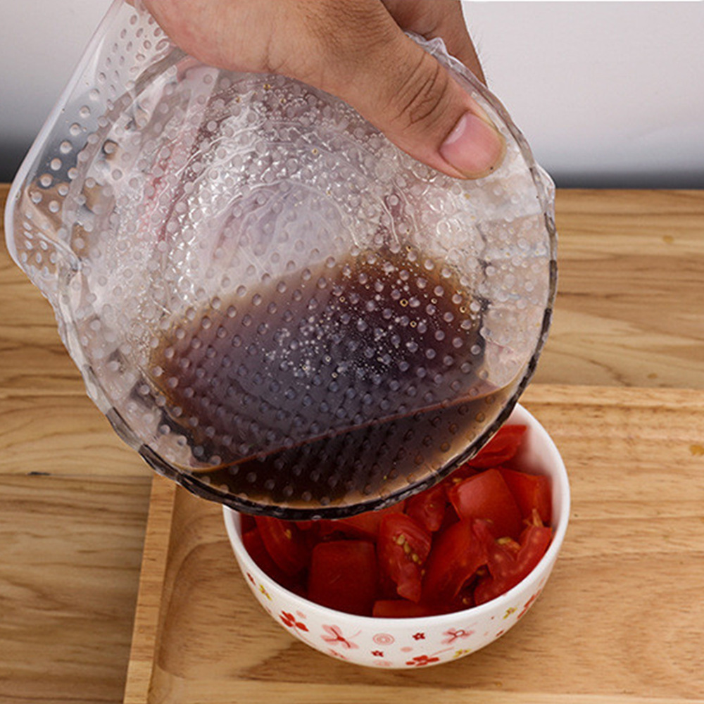 透明硅胶保鲜膜冰箱密封碗盖微波炉加热盖可重复使用伸缩膜正方形