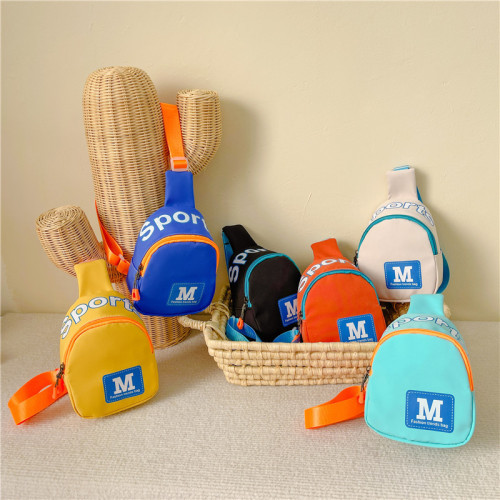 New children's chest bag wholesale Korean version M letter printing boy bag kindergarten printable LOGO baby travel bag
