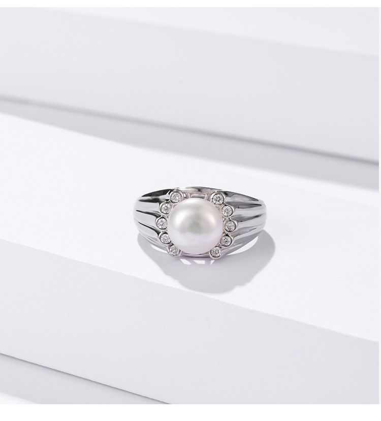 Fashion Geometric Sterling Silver Open Ring Inlay Zircon 925 Silver Rings