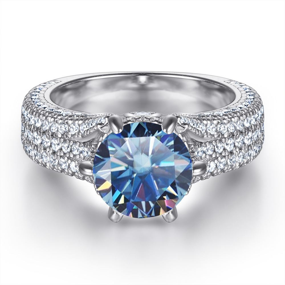 Anillo de plata esterlina s925 in color moissanita índice anillo de mujer amazon 0.5 quilates anillo de diamantes fabricantes al por mayor