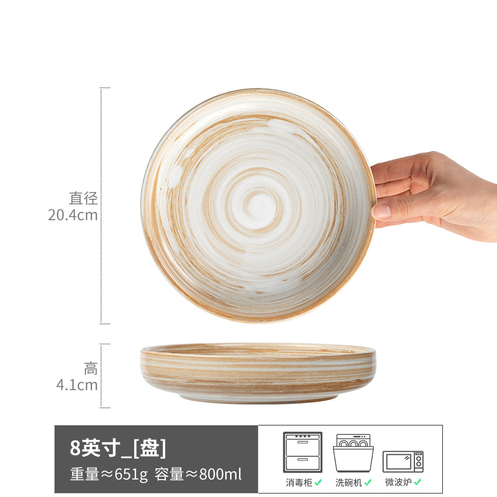 Hacer platos de platos de cerámica de tornillo de color creativo al por mayor platos de ensalada de restaurante platos domésticos platos redondos