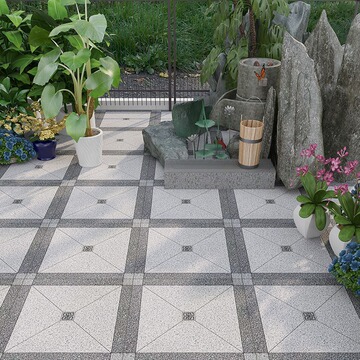 地铺石瓷砖拼花600X600户外花园庭院露台阳台仿水刀岗石防滑地砖-阿里巴巴