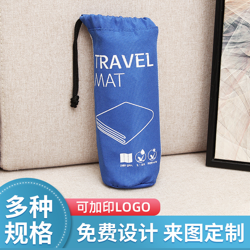 厂家供应户外清新防水包沙滩垫图案可制作网格半透明抽绳袋现货