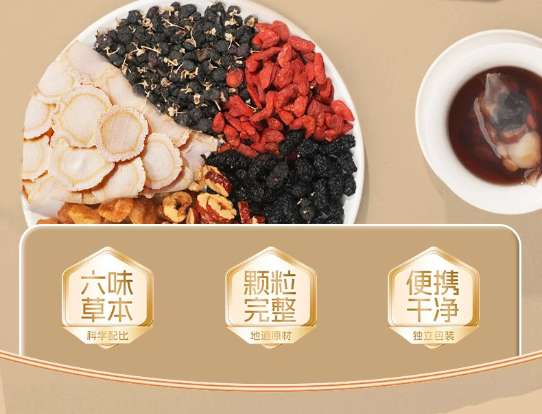 Ginseng Mulberry Goji Longan Tea 3.0 Six Treasure Blend 100g Triangle Tea Bags Daily Wellness Brew overview