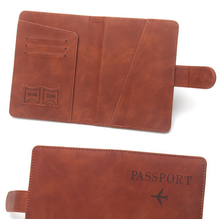 New magnetic snap clip passport holder with multi-card slots, leather passport book, aircraft multi-functional passport cover