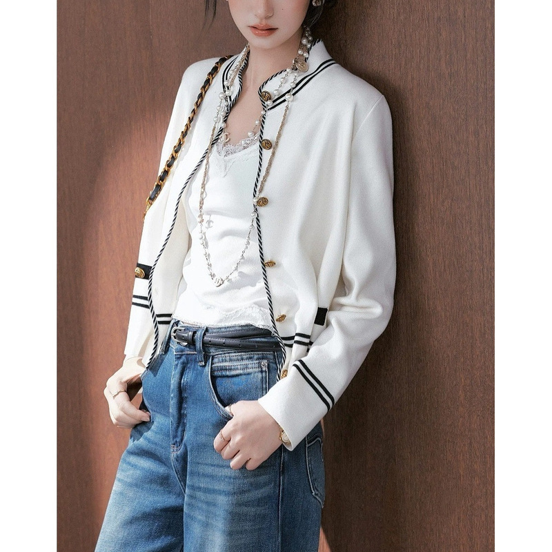 Pumpkin gu, old-money aesthetic, classic navy-style knitted cardigan, long-sleeved, round neck, 2026 autumn new collection Pumpkin gu, old-money aesthetic, classic navy-style knitted cardigan, long-sleeved, round neck, 2026 autumn new collection