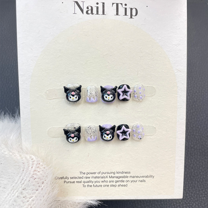 Coolomi wear nail y2g short handmade children wear nail funny cute nail patch finished fake nail stickers