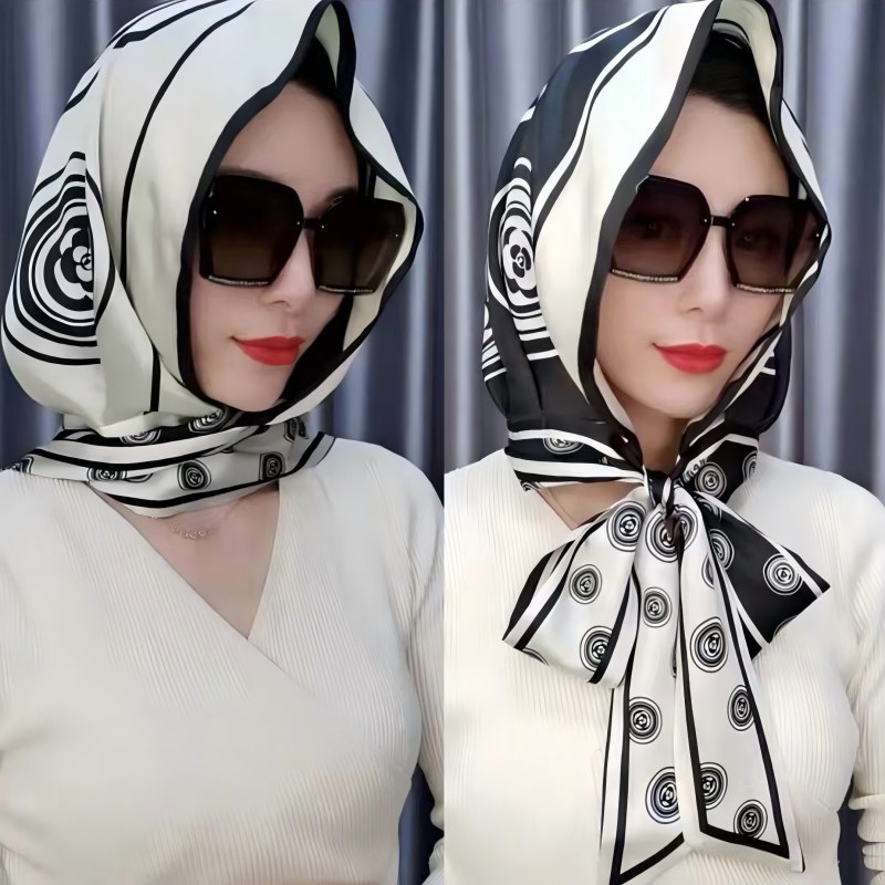 Primavera y verano de encaje velo protector solar protector facial de mujer cuello colgante máscara de orejas máscara respirada bufandas de seda protector solar UV