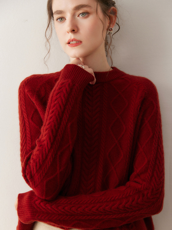 2025 Autumn and Winter New Seven-Needle Cashmere Sweater Women's Round Neck Thickened Loose Knitted Bottoming Sweater Women's Wholesale