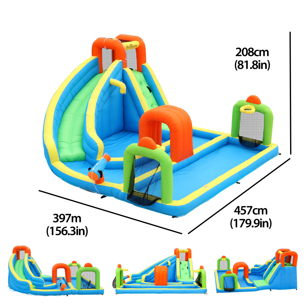SunSports | Castillo inflable pequeño hogar tipo castillo inflable cama de salto para niños tobogán castillo inflable piscina de olas