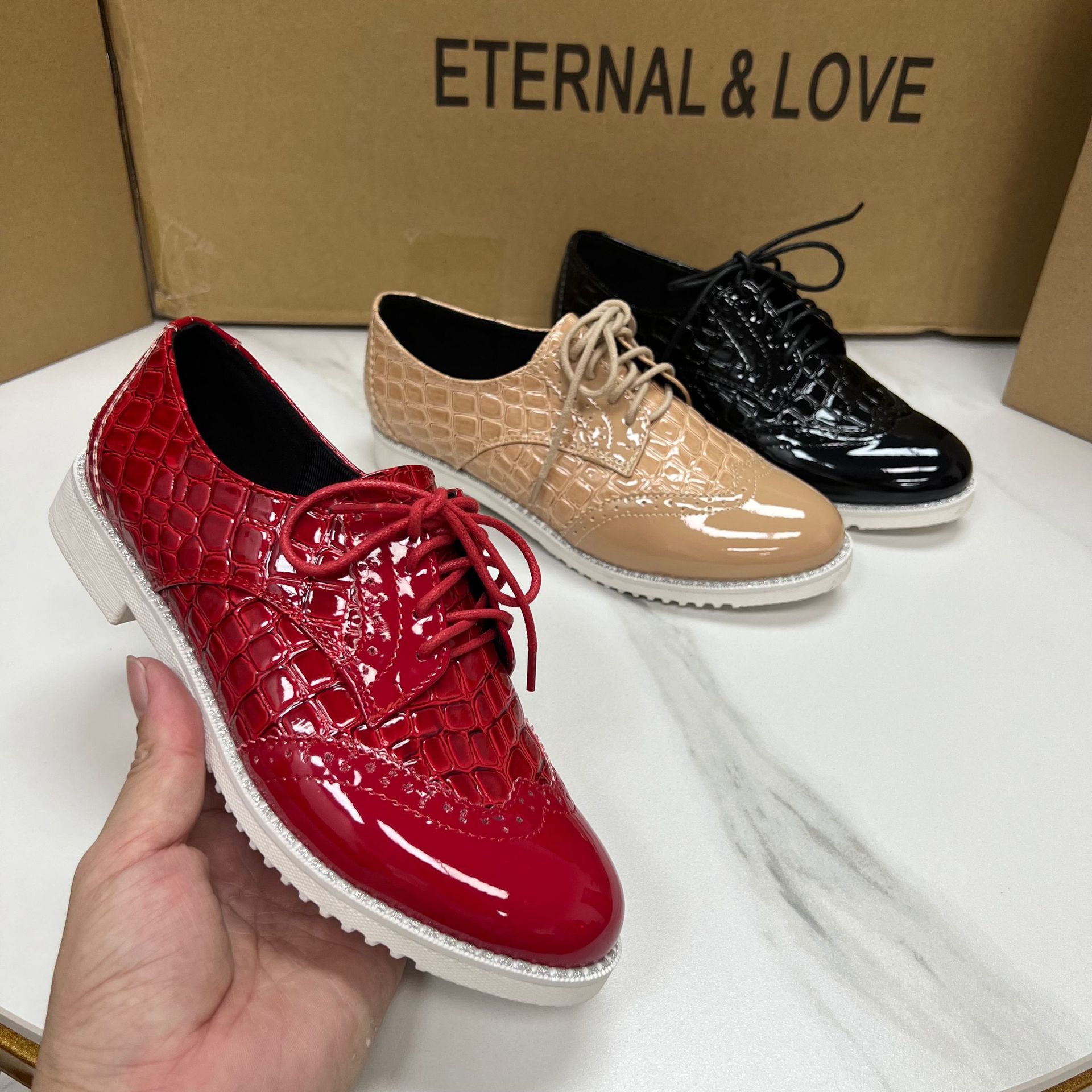 外贸学院风平底系带女鞋