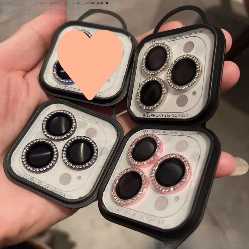 2025 New High-Quality Apple Lens Film with Diamond-Encrusted Rear Camera Ultra-Clear Luxury Flash Diamond Anti-Fall Hot Model Wholesale
