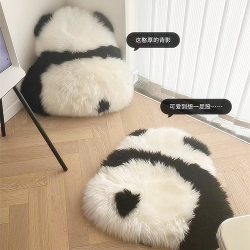 Cute panda bay window cushion fur integrated sofa pillow wool cushion ins style girls home decoration